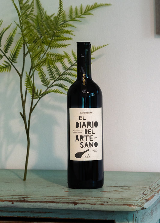 El Diaro del ArteSano Carmenere 2021 caja de a 6 unidades. ($15.000 la unidad).